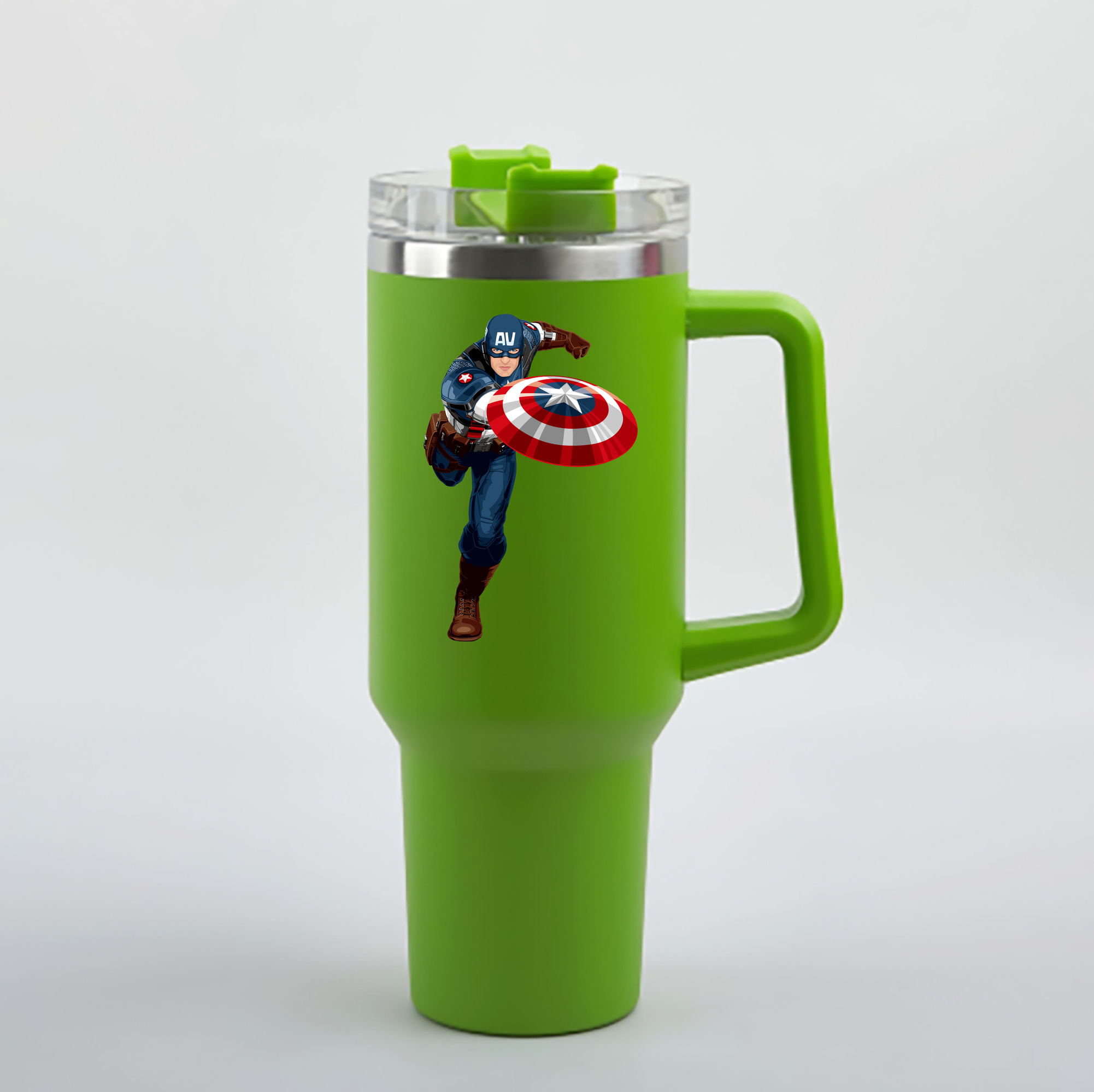 （画像用） アベンジャーズ The Avengers 1200mL車用タンブラー - クリスタルステッカー（プラスチックストロー付き）